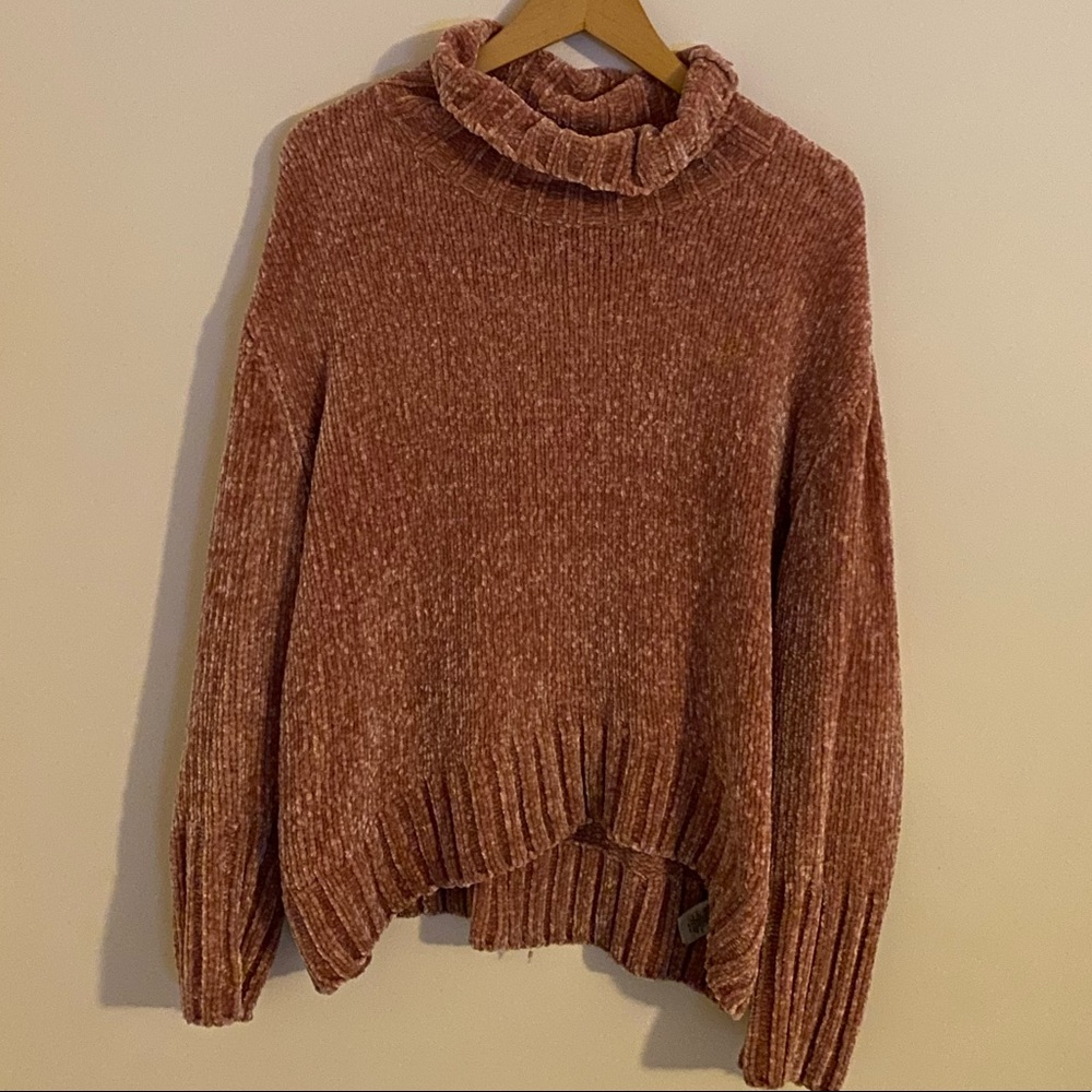 Fuzzy pink turtleneck